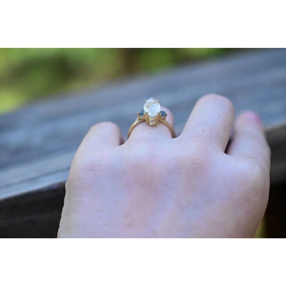 10k Solid Gold Raw Diamond Ring Engagement Ring Wedding Ring size 9 - Picture 8 of 9